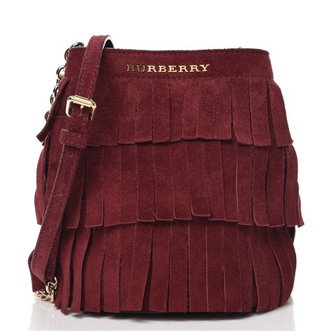 burberry fringe suede baby bucket bag|BURBERRY Suede Fringe Baby Bucket Bag Cherry.